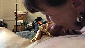 Granny cock sucking POV