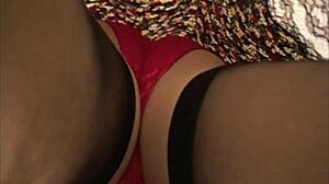 Red panties tease