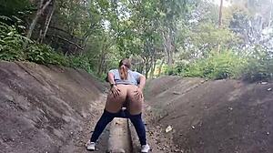 Latina Flashes Outdoors