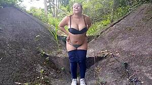 Latina Flashes Outdoors