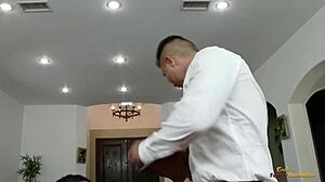 wife rides Asian cock