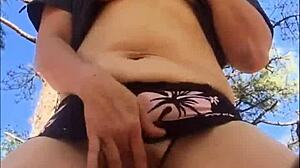 outdoor thong orgasm