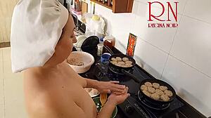 naked kitchen maid