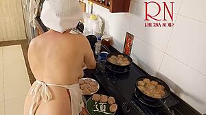 naked kitchen maid