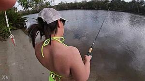 Busty Public Fishing